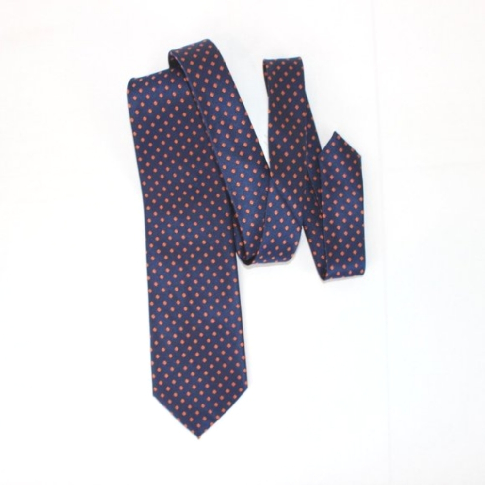 Clericci Italian Polka Dot Tie Navy and Orange